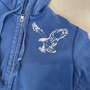 VTG American Eagle Hoodie Mens Medium Blue Vintage Fit Full Zip Sweatshirt Y2K
